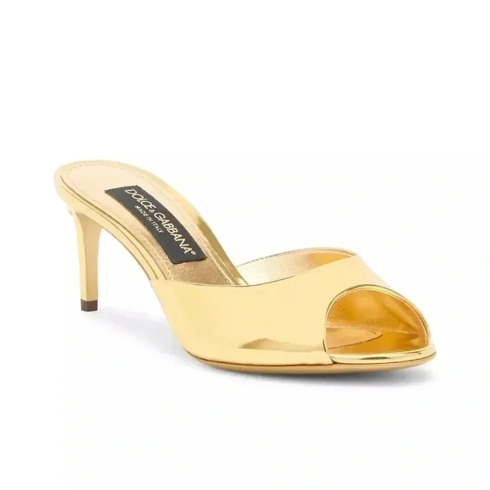 🔥🔥🔥 Dolce & Gabbana 60mm Metallic Leather Mules🔥🔥